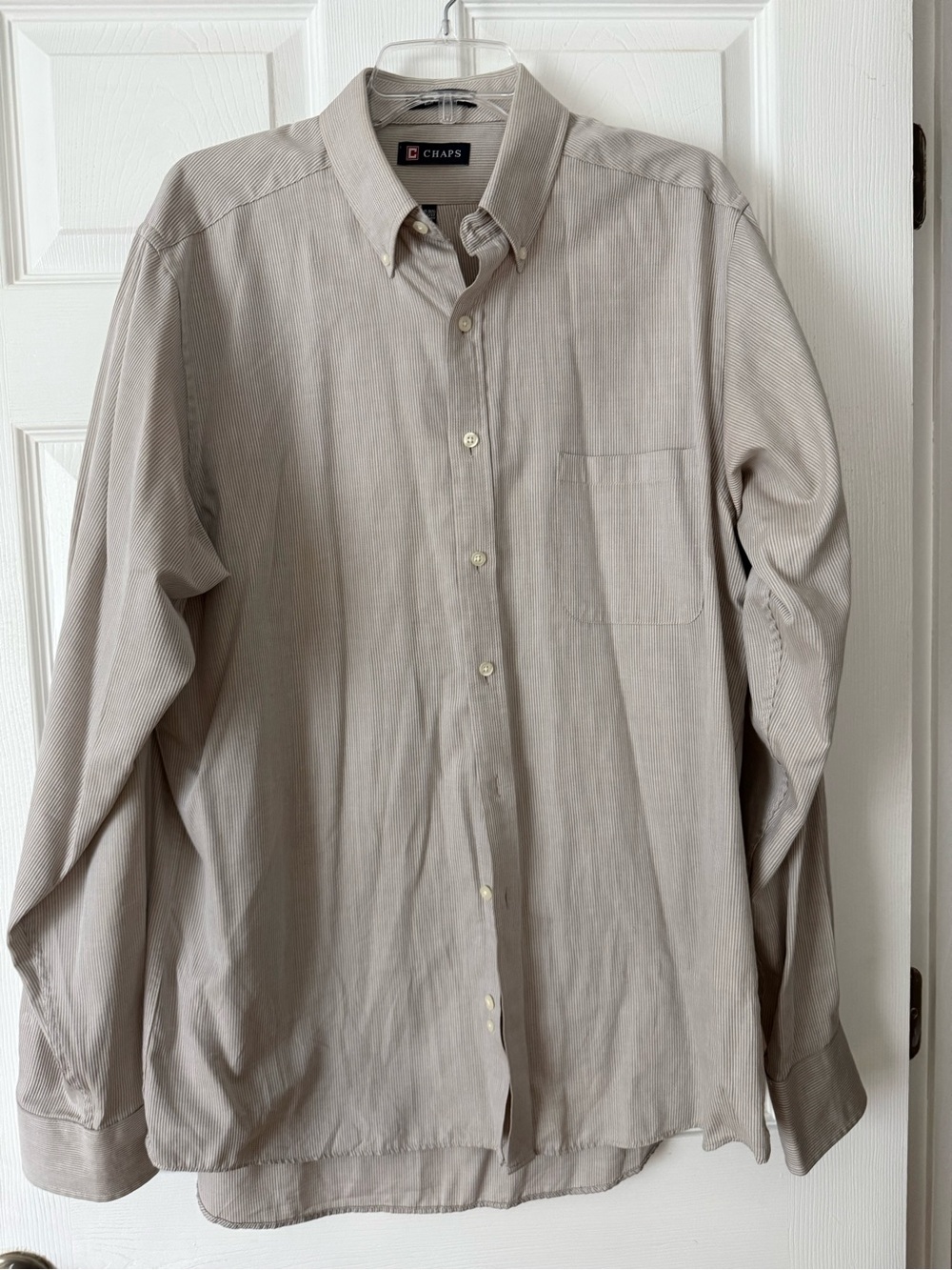 Chaps Men's Button-Down Dress Shirt — Light Beige